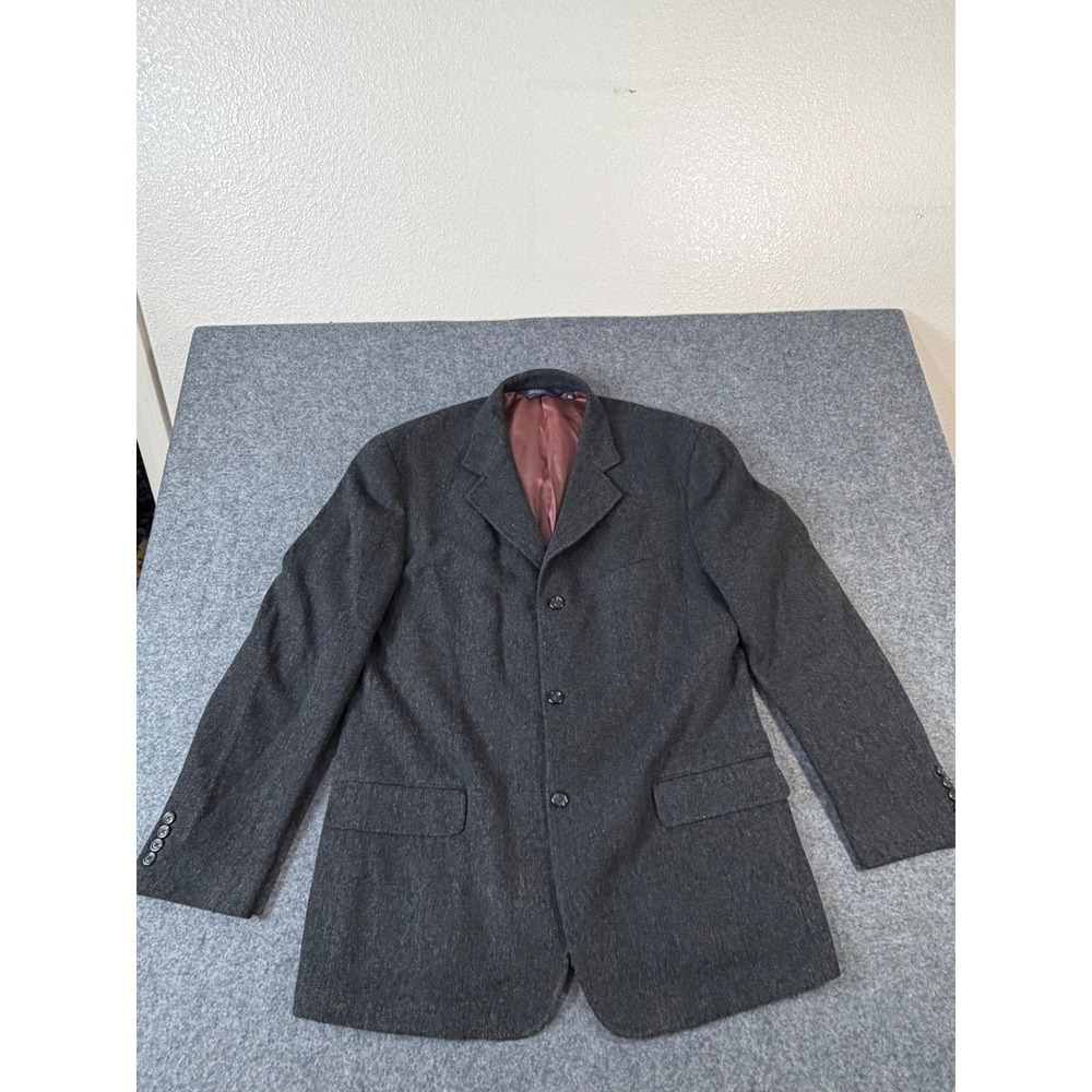 Polo Ralph Lauren Sport Coat Mens XL Charcoal Grey Great Wool Blend Herringbone